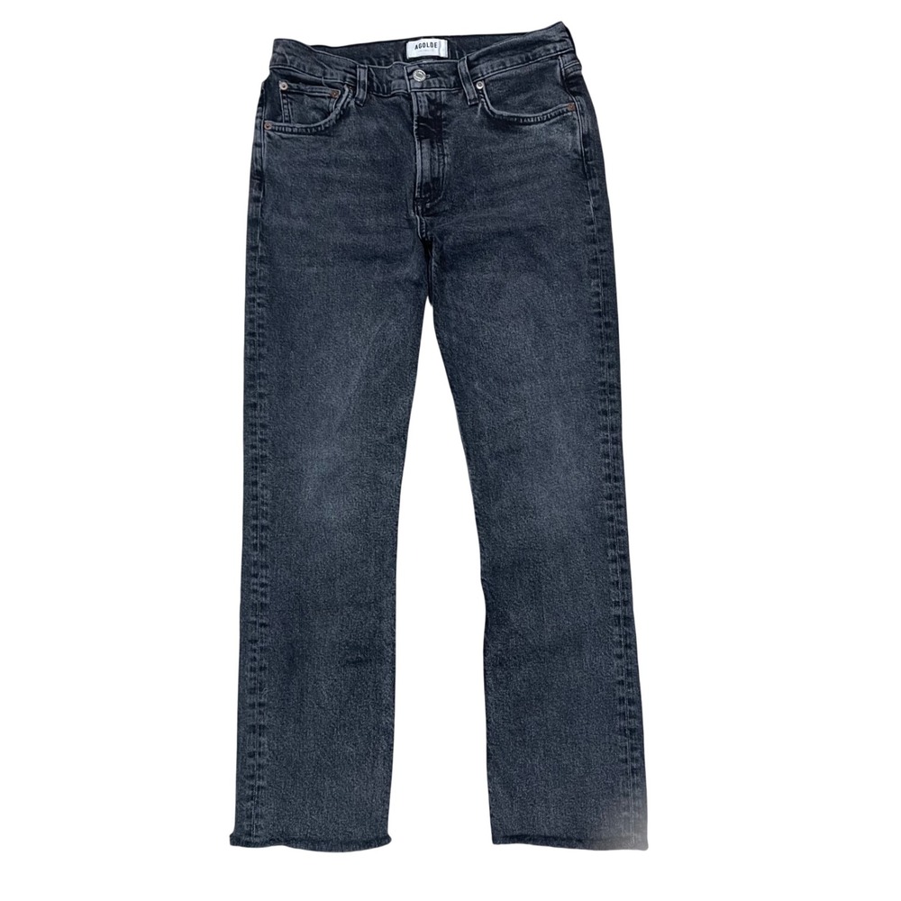 AGOLDE Lyle Straight Leg 90's Style Jeans Faded Black Raw Hem Size 29